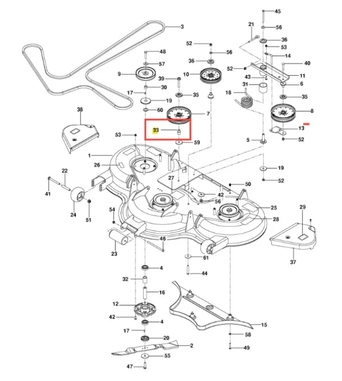 Metalowa tulejka PZ 29D do kosiarki Husqvarna o zerowym promieniu skrętu, okrągła z otworami mocującymi, na białym tle, pokazująca szczegóły połączeń, przystosowana do montażu w kosiarkach.
