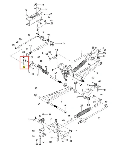 Śruba kosiarki Z560X Husqvarna, cylindryczna, metalowa, o średnicy 3 cm, z gwintem. Widok z boku, leżąca na jednolitym tle. Na jej końcu widoczny napis Husqvarna. Element mocujący do zastosowania w kosiarkach.
