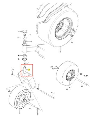 Zwrotnica do kosiarki Husqvarna Z560X, srebrna, metalowa, cylindryczna z mocowaniem i otworem montażowym, widoczne oznaczenia numeryczne.