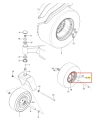 Łożysko kosiarki Z560X Husqvarna przedstawione z boku, skupienie na detalu osadzenia wewnętrznego. Element o metalowej, gładkiej powierzchni, z widocznymi numerami i symbolami na obrzeżach. Tło proste, co podkreśla charakter produktu.