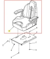 Czarne siedzisko kosiarki Husqvarna Z448 z szarymi akcentami, podłokietnikami, wyprofilowanym oparciem i mocowaniami, ergonomiczne, do kosiarki o zerowym promieniu skrętu.