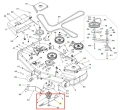 Nóż kosiarki Husqvarna Z454X o zerowym promieniu skrętu, metaliczny, z wyraźnymi ząbkami i logo, mocowany na okrągłej podstawie, przedstawiony na białym tle w widoku poziomym.