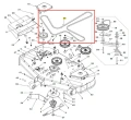 Pasek kosiarki Husqvarna Z454X, metalowy, w kształcie litery K, montowany poziomo, z otworami i numerem katalogowym 3G, część układu koszącego na schemacie.
