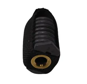 Amortyzator górny przy zbiorniku paliwa pilarki Husqvarna 545/550XP w kolorze czarnym. Wzór z rowkami ułatwiającymi uchwyt, z metalowym mocowaniem na końcu. Produkt widoczny w zbliżeniu.