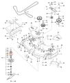 Podkładka kosiarki PZ 29D Husqvarna, widoczna z boku na białym tle, metalowa z ziarnistą powierzchnią, z otworami mocującymi i oznaczonymi numerami części, dużą podstawą z gniazdami do montażu.