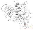 Nóż kosiarki Husqvarna Z448 z zerowym promieniem skrętu, widoczny z boku, metaliczny z wyraźnymi otworami mocującymi i podstawą z numerem katalogowym na prostym tle.