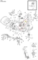 Metalowa, ciemnoszara sprężyna kosiarki Husqvarna Z448 o zerowym promieniu skrętu, widoczna z góry, zamontowana na konstrukcji, nr kat. 11, na białym tle jako element mechanizmu koszenia.
