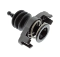 Czarny gumowy element z metalowym sprężynowym zaworem, w kształcie cylindrycznym, z widocznym otworem z przodu. Produkt widoczny z boku, z wyraźnymi detalami strukturalnymi oraz wyprofilowanym końcem do mocowania.