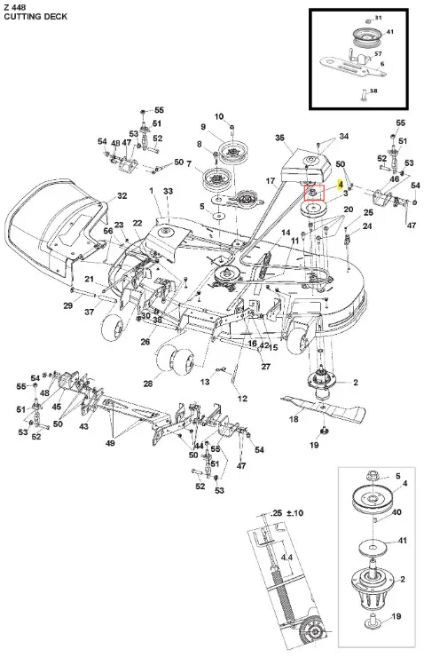 Nakrętka do kosiarki o zerowym promieniu skrętu Z448 Husqvarna, metalowa, o okrągłym kształcie, z widoczną gwintowaną częścią. Ujęcie z boku ukazuje detal montażu. Tło proste, co podkreśla produkt.