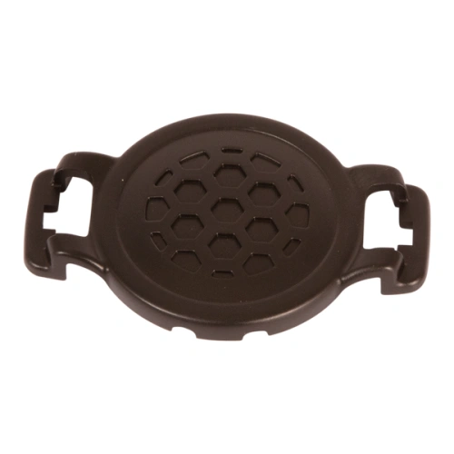 Czarna pokrywa do robota koszącego Automower 310E NERA Husqvarna, okrągła z sześciokątnymi wycięciami, z uchwytami po bokach, wykonana z tworzywa, do montażu na robocie.