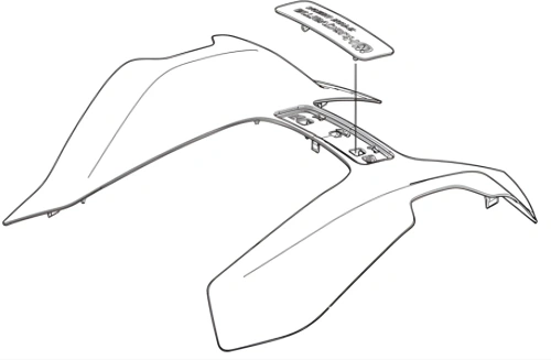 Czarna pokrywa do robota koszącego Automower 410XE Husqvarna, z teksturą i aerodynamicznym kształtem, z miejscem na mocowania i napisami, wykonana z trwałego materiału, widoczna z góry w lekko rozłożonej formie.