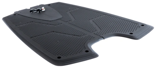 Podstawa robota koszącego Automower 520 EPOS Husqvarna, czarna, gumowa, teksturowana. Widok z boku, element mocujący i złącze kabli widoczne. Jednolite tło uwydatnia produkt.