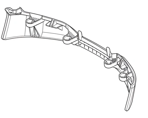 Czarny zderzak do robota koszącego Automower 410XE NERA Husqvarna, widok boczny, pokazuje mocowania, profil i detale konstrukcji. Wykonany z plastiku, chroni jednostkę, ma krawędzie i otwory na śruby.