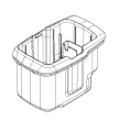 Bateria podkaszarki 136LiL Husqvarna, w kolorze czarnym, z tworzywa sztucznego. Ujęcie z boku pokazuje ergonomiczny kształt, mocowanie i wyraźne logo Husqvarna. Produkt leży na płaskiej powierzchni, bez dodatkowych akcesoriów w tle.