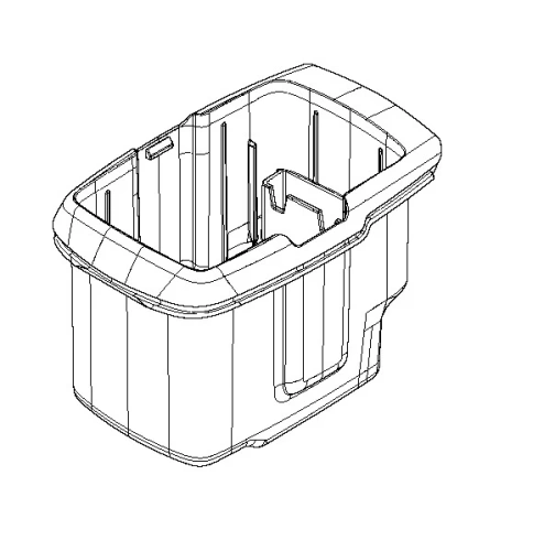 Bateria podkaszarki 136LiL Husqvarna, w kolorze czarnym, z tworzywa sztucznego. Ujęcie z boku pokazuje ergonomiczny kształt, mocowanie i wyraźne logo Husqvarna. Produkt leży na płaskiej powierzchni, bez dodatkowych akcesoriów w tle.