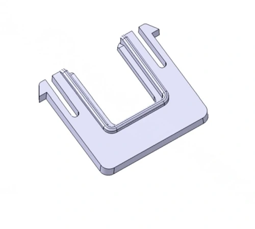 Zabezpieczenie robota koszącego Automower 520 EPOS Husqvarna w kolorze szarym, z prostokątną podstawą i dwoma rowkami po bokach. Produkt widoczny z góry, leżący na jednolitym tle. Stabilna konstrukcja, przeznaczona do montażu.