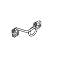 Kabel zasilający do robota koszącego CEORA 544 EPOS Husqvarna, w kolorze czarnym, z wtyczkami po obu stronach. Produkt leży na białym tle, pokazany z boku, ukazując elastyczny odcinek oraz końcówki z widocznymi detalami mocującymi.