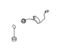 Kabel robota koszącego CEORA 544 EPOS Husqvarna, złącze w kształcie cylindrycznym z widocznym kablem, wyposażony w dwa złącza do podłączenia. Odrębna część to mocowanie w kształcie okrągłym z wystającą pętlą. Całość na białym tle.