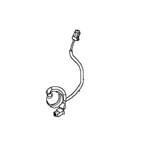 Szary przewód Husqvarna CEORA 544 EPOS do robota koszącego, z okrągłym łącznikiem i prostokątną wtyczką, elastyczny, z zakrzywioną częścią, widoczny z boku na białym tle.