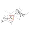 Spust podkaszarki 525iLXT Husqvarna, metalowy element w grafitowym kolorze, z wyprofilowaną rączką. Ujęcie z boku, skupione na detalu mocowania. Produkt przedstawiony na schemacie, otoczony innymi częściami. W widocznym miejscu oznaczenie numeru 4.