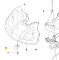 Ostrze podkaszarki Husqvarna 215iL, z boku, w zbliżeniu, ukazujące kontury, oznaczenia, gładką plastikową fakturę, logo Husqvarna i kolorowo zaznaczony element nr 6 jako zamiennik.