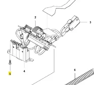 Śruba podkaszarki 136LiL Husqvarna, metalowa, o cylindrycznym kształcie, z gwintem. Widoczna w kształcie prostym, z delikatnymi oznaczeniami. Zbliżenie na gwint oraz główkę. Element montażowy, używany w sprzęcie ogrodniczym.