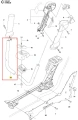 Drążek metalowy uchwytu podkaszarki 536LiR Husqvarna, szary, lekko zakrzywiony, ok. 50 cm, z otworami mocującymi i wyprofilowanym kształtem, widoczny z przodu.