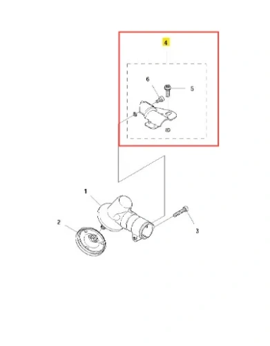Wspornik do podkaszarki Husqvarna 128LDX, przedstawiony z boku w złożonej pozycji. Widać metalowe mocowania oraz elementy składowe, w kolorze srebrnym. Tło jednolite, ułatwiające identyfikację detali.