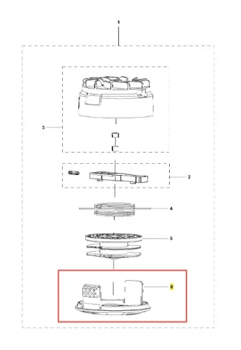 Pokrywa podkaszarki 110iL FLXi Husqvarna w pozycji poziomej, z detalami mocowania widocznymi z boku. Element wykonany z tworzywa sztucznego, w kolorze czarnym, z wyraźnymi oznaczeniami i dwoma uchwytami na krawędziach.