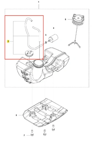 Wężyk paliwa do podkaszarki Husqvarna 525LK, czarny, prosty, gładki, z pierścieniowym mocowaniem, leżący na płaskiej powierzchni, zbliżenie na łączenie elementów paliwowych.