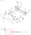 Krótki kabel obwodowy podkaszarki Husqvarna 525LK na schemacie technicznym, widoczny u dołu z detalami mocowania i etykietami na białym tle.
