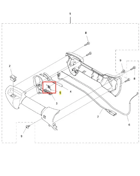 Sprężyna podkaszarki Husqvarna 122C, metalowa, cylindryczna, ułożona poziomo. Na grafice schemat montażu z oznaczeniami, tło białe, nacisk na mechanikę produktu.