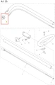 Człon napędzający do podkaszarki Husqvarna 122C, metalowy element w kształcie cylindrycznym z wyraźnymi oznaczeniami. Detal widoczny w zbliżeniu, na białym tle, z grupą innych elementów narzędzia obok, idealny do montażu.