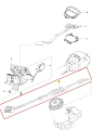 Kabel podkaszarki Husqvarna 115iL przedstawiony w zbliżeniu, leżący na białym tle. Część złączy w kolorze czarnym, elastyczna izolacja, cylindryczny kształt. Widoczne złącza i oznaczenia, które mogą być istotne dla montażu lub wymiany.