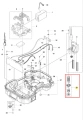 Śruba robota koszącego Automower 520 EPOS Husqvarna w kolorze szarym, metalowa, o cylindrycznym kształcie. Ujęcie z bliska; widoczny szczegółowy mechanizm, w tym sprężyny. Produkt przedstawiony na jasnym tle, bez dodatkowych elementów otoczenia.