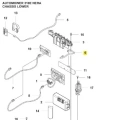 Kabel can robota koszącego Automower 310E NERA Husqvarna, w formie przewodu elektrycznego, czarny, w zbliżeniu, widoczny w kontekście podzespołów. Zawiera złącza elektryczne i elementy mocujące, rozmieszczone na tle schematu chasis dolnego.