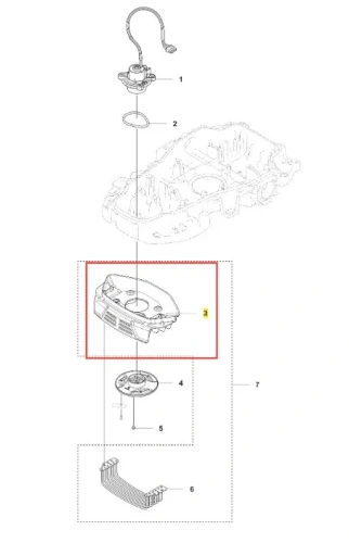 Osłona półokrągła do robota koszącego Automower 310E NERA Husqvarna, z ciemnego plastiku z otworami montażowymi i wentylacyjnymi, widok frontalny na białym tle.