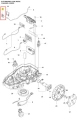 Płytka czujnika robota koszącego Automower 310E NERA Husqvarna, ukazująca różne elementy montażowe. Produkt leży na białym tle, widoczny z góry. Zawiera oznaczenia oraz widoczne złącza, istotne do prawidłowego użytkowania urządzenia.
