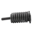 Amortyzator górny przy zbiorniku paliwa pilarki Husqvarna 565/572 XP/XPG, czarny, spiralny kształt z szeroką podstawą i gwintem. Ujęcie z boku, na jednolitym tle. Widoczne detale spirali i mocowanie, nowy element, gotowy do montażu.