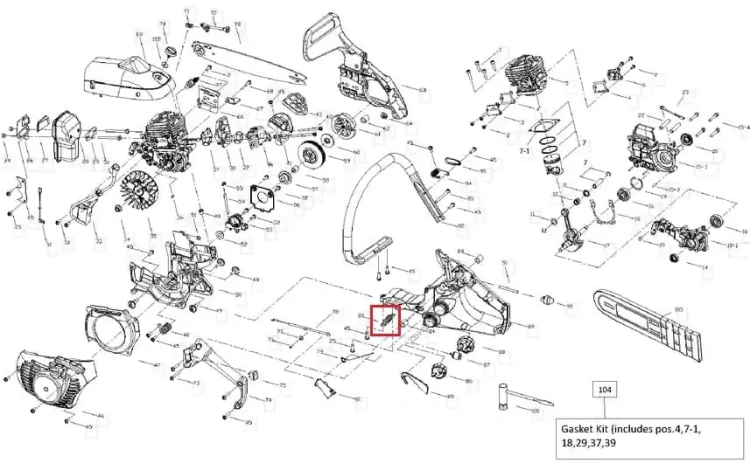 Sprężyna/amortyzator do pilarki Partner P340S, frontalne zbliżenie metalowej, cylindrycznej części z mocowaniami i oznaczeniami, srebrny kolor, na prostym tle w kontekście pilarki.