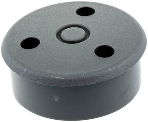 Koło robota koszącego Automower 520 EPOS Husqvarna w kolorze czarnym, metaliczna struktura, okrągły kształt z centralnym wypustem i trzema otworami montażowymi. Zdjęcie ukazuje produkt z góry, na jednolitym tle.