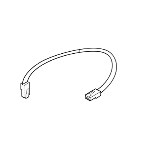 Przewód do robota koszącego Automower 310 Mark II Husqvarna w kolorze czarnym. Widoczny z boku kąt, przedstawiający elastyczny kształt, zakończony z jednym złączem na końcu. Idealny do podłączenia akcesoriów robota. Na białym tle.