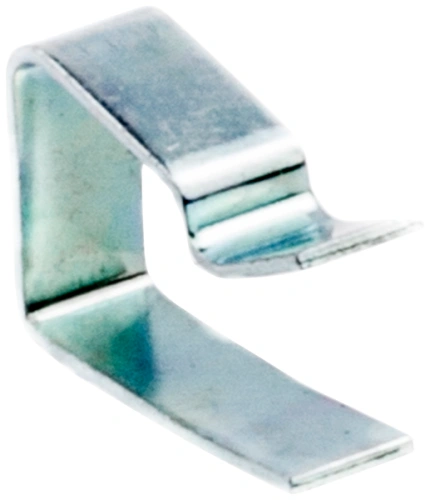 Zacisk robota koszącego Automower Solar Hybrid Husqvarna, metalowy, srebrny, złożony z dwóch poziomych ramion z wygięciem, widok z boku, detal i faktura, nowy produkt bez tła.