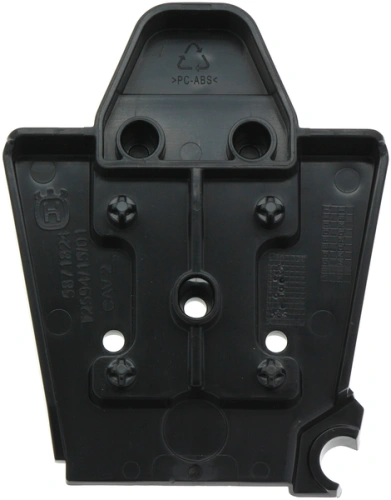 Uchwyt z magnesem robota koszącego AUTOMOWER 430X Husqvarna w kolorze czarnym, wykonany z tworzywa ABS. Przedmiot widoczny z przodu, w pozycji leżącej. Na powierzchni widoczne otwory montażowe i logo Husqvarna. Tło proste, białe.