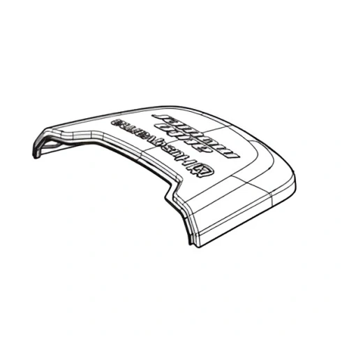 Pokrywka przednia robota koszącego AUTOMOWER 440 Husqvarna w kolorze białym, w kształcie zaokrąglonym, z wyraźnym napisem i logo. Widok z boku, ukazujący detale mocowania. Proste tło podkreśla produkt.