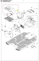 Korek robota koszącego Automower 310 Mark II Husqvarna, w kolorze szarym, z teksturowaną powierzchnią, widoczny z góry na białym tle. Zawiera złącza i oznaczenia montażowe. Element o prostokątnym kształcie, z miejscem na przyłącze.