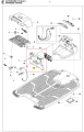 Szara, prostokątna pokrywa robota koszącego Automower 310 Mark II Husqvarna z gładką teksturą i logo. Widoczna z góry na płasko, wraz z elementem mocującym i akcesoriami montażowymi.