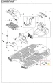 Szara osłona Husqvarna Automower 310 Mark II z odpornego na warunki atmosferyczne materiału, z logo, szczelinami wentylacyjnymi i antypoślizgową powierzchnią, na białym tle.