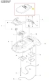 Klapa górna do robota koszącego Automower 405X Husqvarna, ciemnoszara, ergonomiczna, z otworami montażowymi, logo i detalami technicznymi na jasnym tle, ukazująca ważne elementy konstrukcyjne.