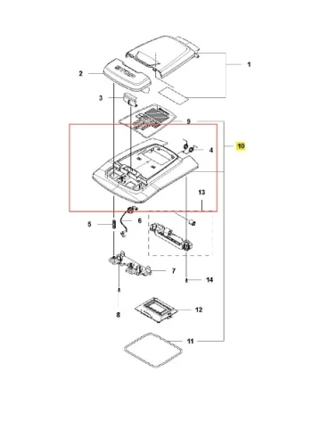 Osłona robota koszącego AUTOMOWER 315X Husqvarna w kolorze szarym, z podwyższoną krawędzią, zamontowana z przodu produktu. Zbliżenie na szczegóły mocowania oraz wloty powietrza. Prosta kompozycja na białym tle bez dodatkowych elementów.